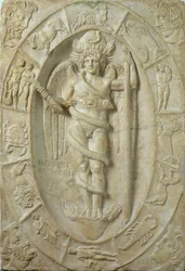 Mithraïsch reliëf dat een jeugdige godheid voorstelt, mogelijk Mithra